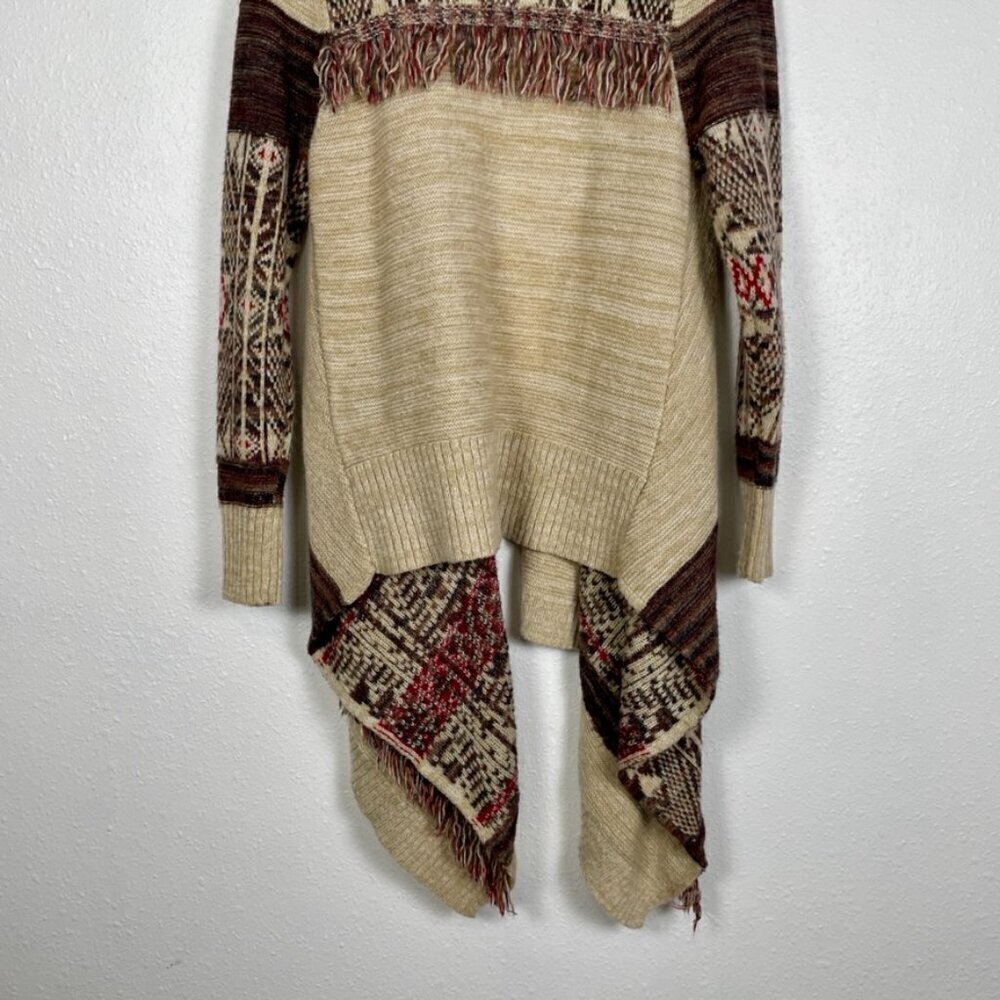 Target Knox Rose Boho Knit Fringe Neutral Poncho Cardigan Size: Medium - Picture 9 of 14